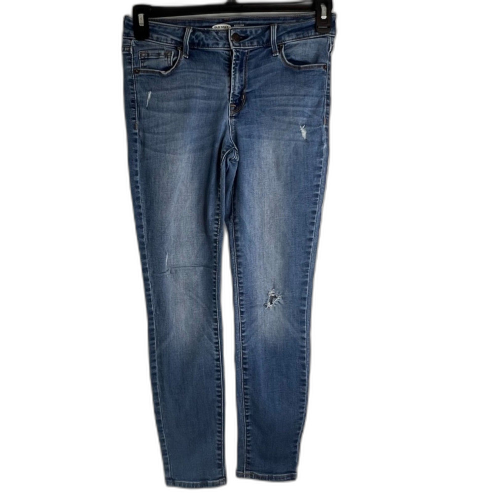 Old Navy Rockstar Super Skinny Jeans Distressed Blue Everyday Denim Size 6 Short